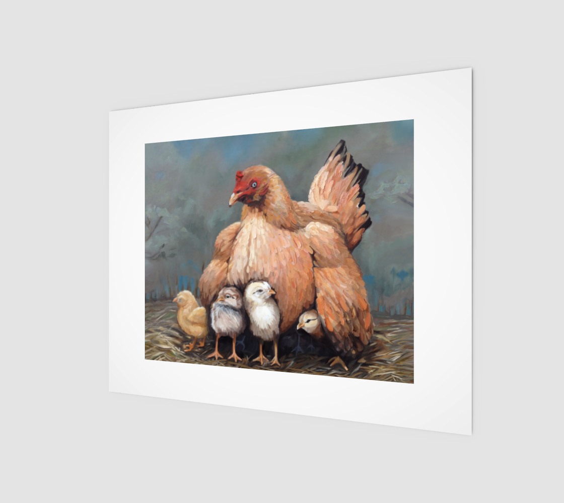 Mother Hen and Chicks Art Print