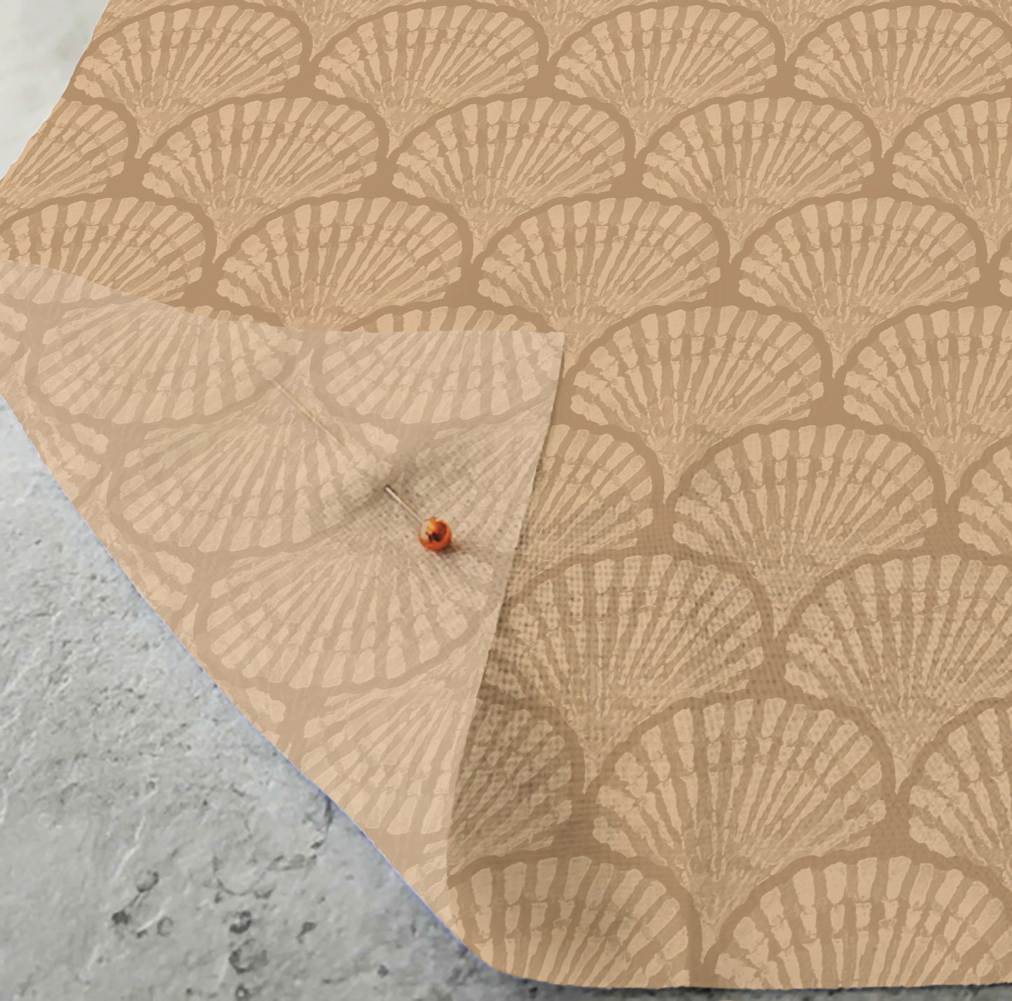 Seashell Scales - Ochre - Poly Chiffon Fabric