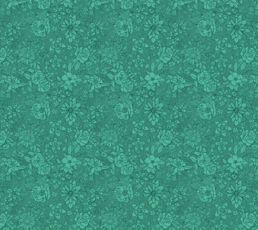 Floral Line Art - Green - Fine Grain Vegan Leather