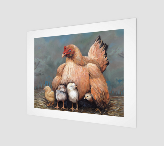 Mother Hen and Chicks Art Print