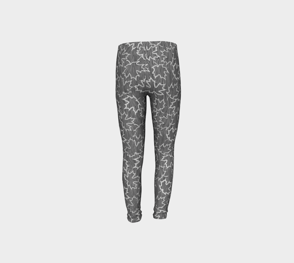 Maple Leaf on Woodgrain Youth Leggings
