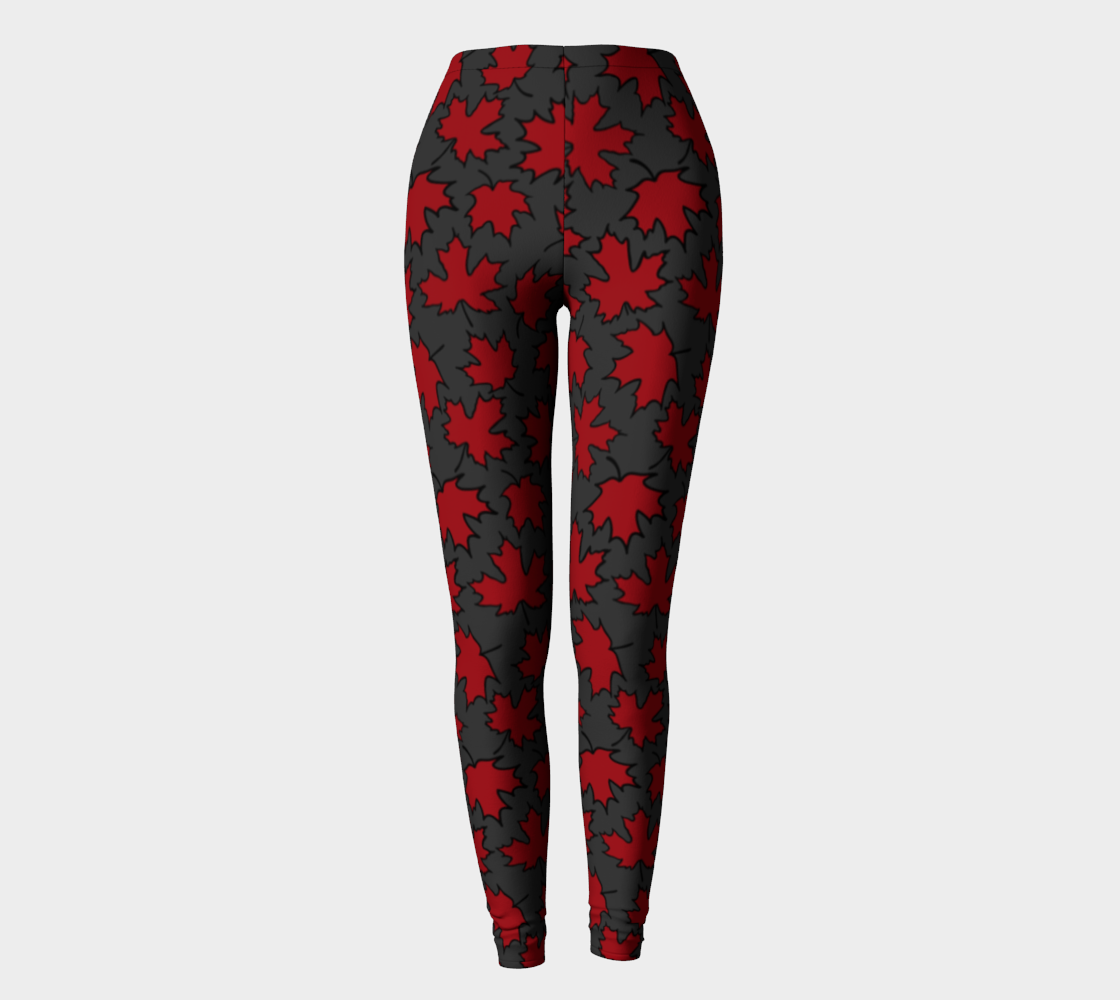 Maple Leaf Red On Grey Leggings