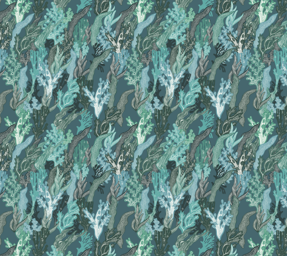 Watercolour Seaweed Glitter Performance Fabric