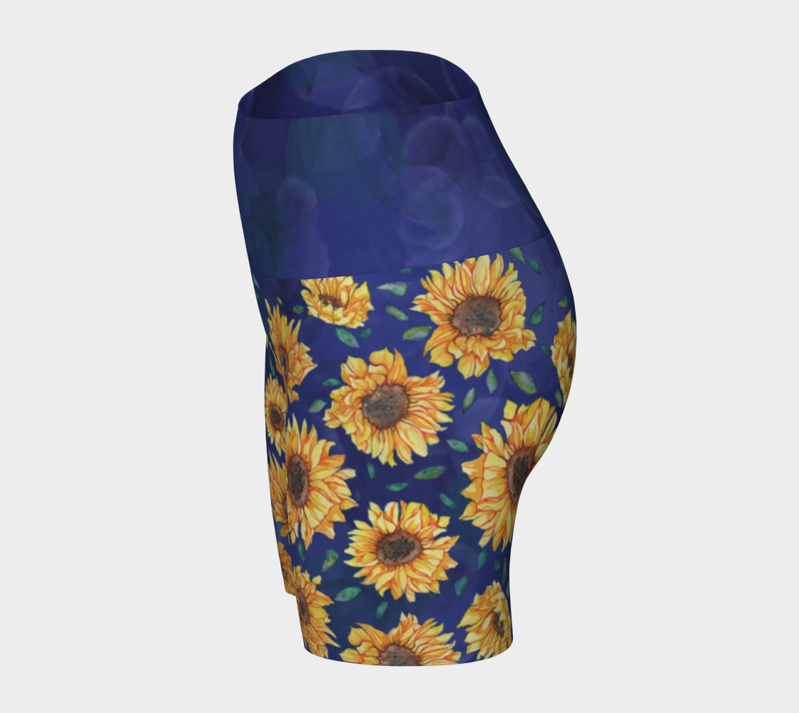 Sunflowers On Water Yoga Shorts
