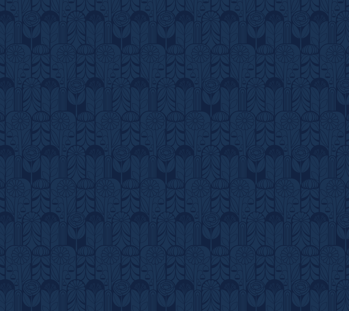 Flower Arches - Dark Blue - Satin Charmeuse Fabric