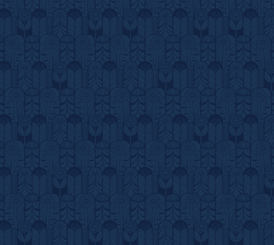 Flower Arches - Dark Blue - Satin Charmeuse Fabric