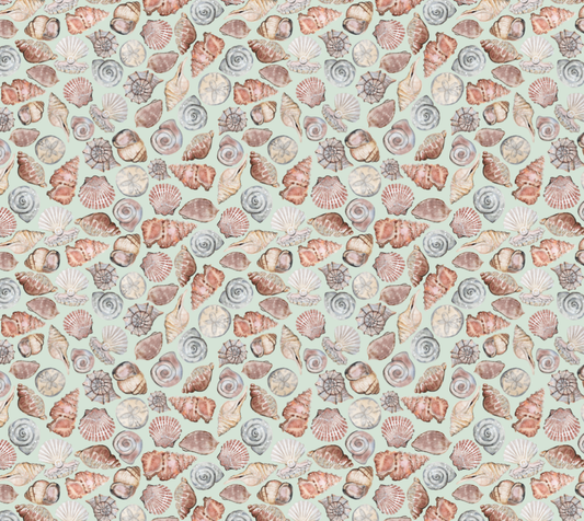 Seashell Dreams - Green - Organic Quilting Cotton