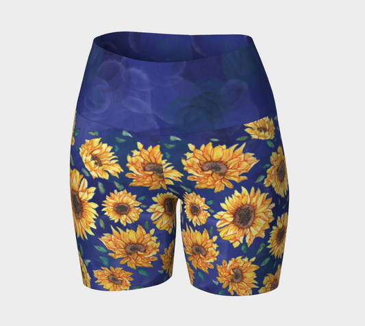 Sunflowers On Water Yoga Shorts